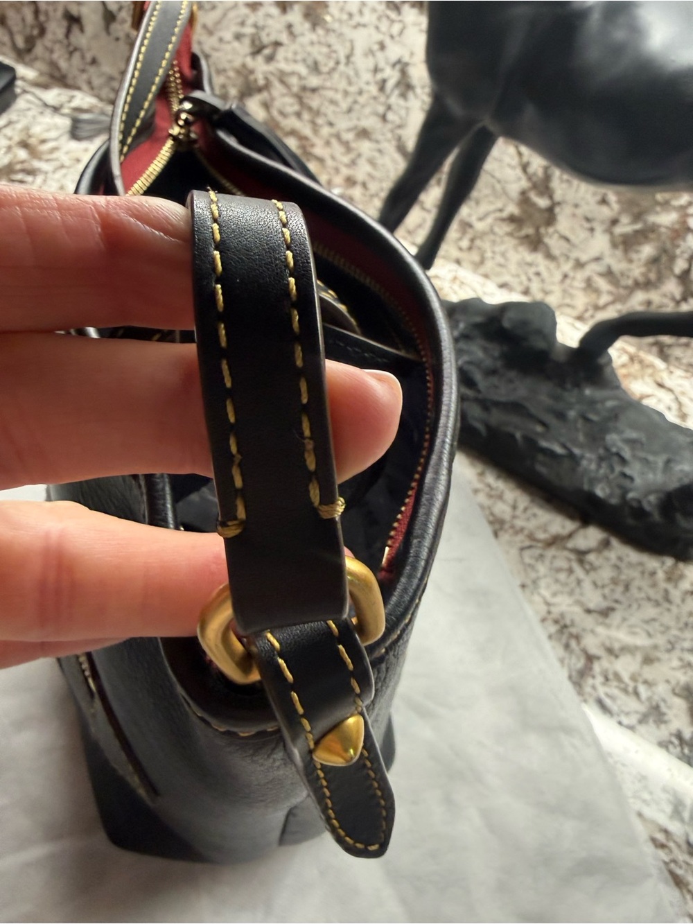 Dooney & Bourke Black Leather Crossbody with Horseshoe Appliqué - Picture 5 of 11